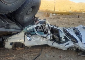تصاویر باورنکردنی و عجیب از تصادف پراید در محور یاسوج به شیراز