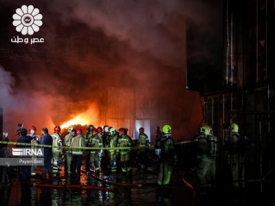 آتش سوزی انبار لاستیک در جنوب تهران