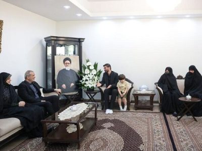 دیدار پزشکیان با خانواده امام جمعه فقید تبریز و سرتیم حفاظت شهید رئیسی