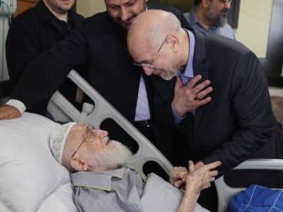 عیادت قالیباف از آیت‌الله نوری همدانی
